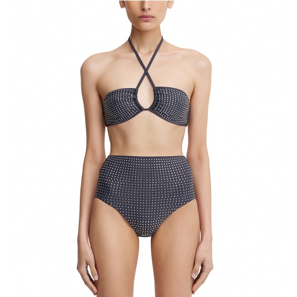 Significant Other Niah Embellished Bikini Top Charcoal Rhinestone Size 10 US NEW